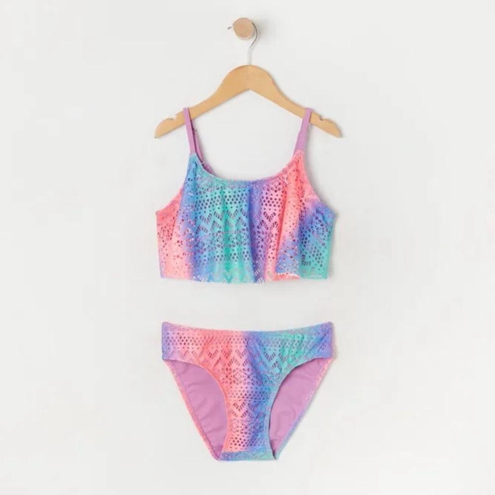 Urban Planet Girls Multicolour 2 Piece Mesh Flounce Swimsuit / Size L (14/16)